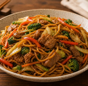 yakisoba simples caseiro com legumes e macarrão