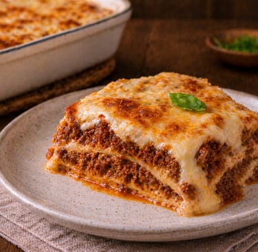 lasanha simples e barata de carne moída caseira com queijo derretido