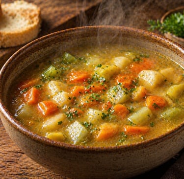 sopa de legumes simples e barata colorida nutritiva caseira quente