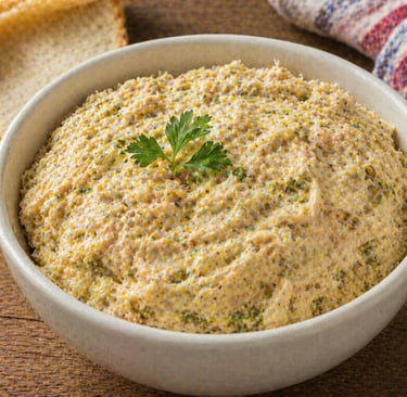 patê de frango caseiro com textura natural e pedaços de frango