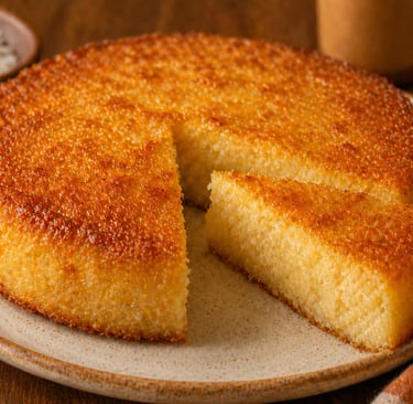 bolo de mandioca cremoso com textura macia e dourado