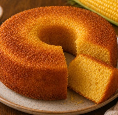bolo de milho fofinho com textura macia e dourado