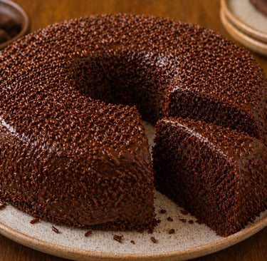 bolo de chocolate fofinho e molhadinho com aparência caseira