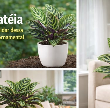planta calatéia ornamental em vaso decorando ambientes