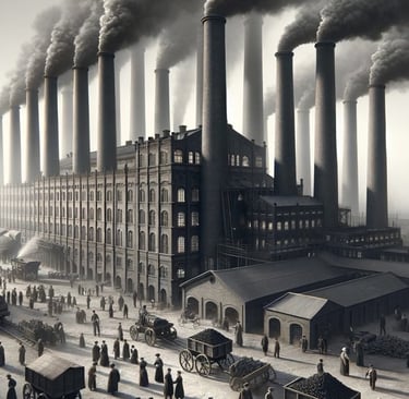 Foto de uma fábrica na primeira revolução industrial