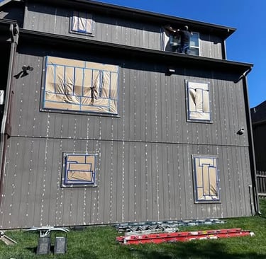 Whitetail Painting exterior house transformation in progress Blue Springs