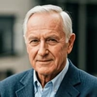 Older man with gray hair in blazer outdoors. Trusted Cedar Rapids testimonial for tech handyman help.