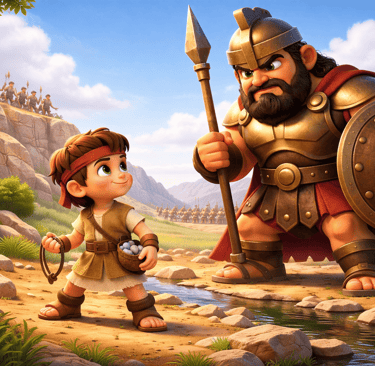 historinha biblica infantil de davi e golias