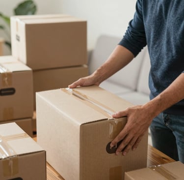 Stack of various sized packages ready for express delivery with clear weight labels.