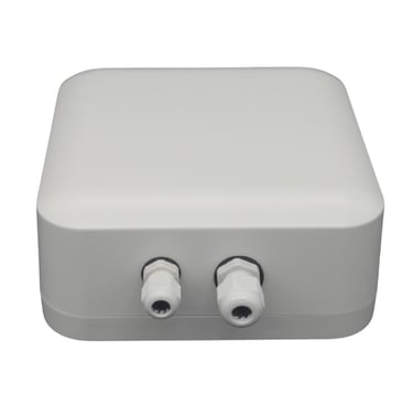 Compact white Creanode Gateway unit with rounded edges and two front-facing cable ports