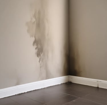 Moisture spots on an interior wall