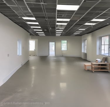 a large empty room during repainting