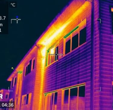 a house photographed with a thermal thermal camera 