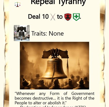Repeal Tyranny card from Revolt N Reign competitive card game