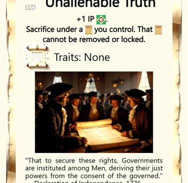 Unalienable Truth card from Revolt N Reign TCG