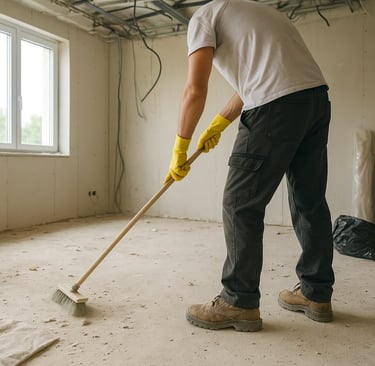 Un agente Hygido qui nettoie un chantier