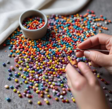 A joyful moment of women artisans sharing stories while working together on bags.