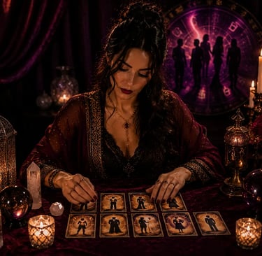 Cartomante realizando leitura de Tarot para pessoas solteiras sobre amor
