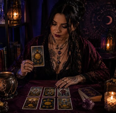 Cartomante faz leitura de tarot focada em vida financeira e dinheiro.