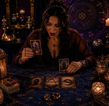 Consulta de tarot e baralho cigano sobre separação amorosa e crise conjugal
