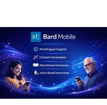 Bard Mobile Key features: Multilingual support, Content Generation, Educational Assistance e.t.c
