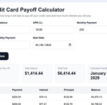 minimum credit card payment calculator_cleareveryday.com