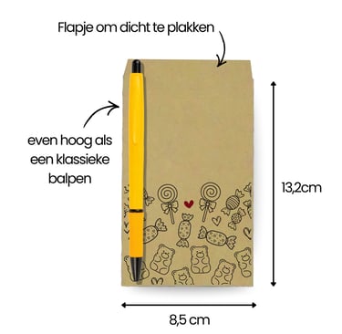 Afmetingen kraft snoepzakje.