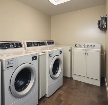 a washer and dryer in a room