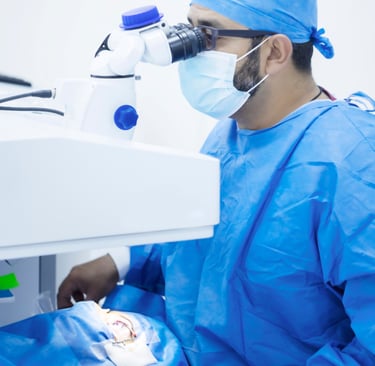 doctor performing Mohs surgery and skin reconstruction in a sterile operating environment