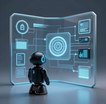 A sleek laptop displaying a vibrant, modern website design with warm blue and orange tones.