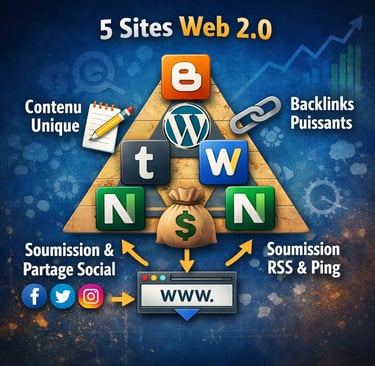 Boostez votre visibilité Google grâce à une pyramide de liens Web 2.0 puissante et 100 % manuelle