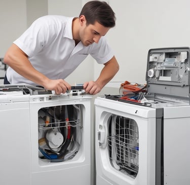 A clean and organized workspace with various tools used for appliance repair.