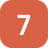White number seven icon on a rounded orange square background for step numbering or ranking.