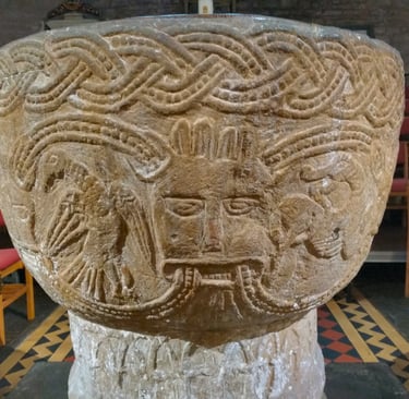 The baptismal font at the Brecon Church.