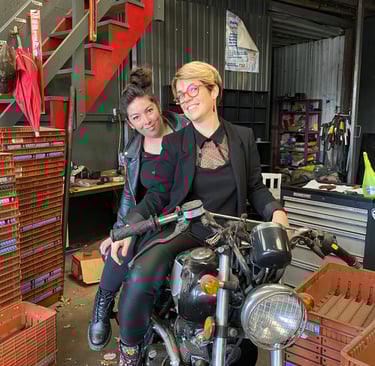 Les Simone au garage, tournage clip Marcia Roll