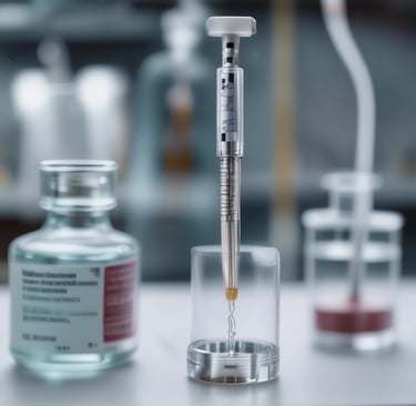 a bottle of liquid sitting on top of a bed
