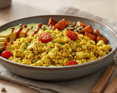 Bowl petit-déjeuner tofu brouillé façon “œufs”