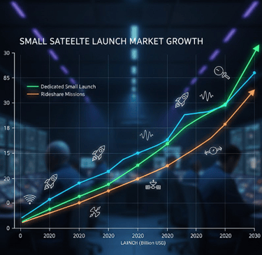Market growth chart showing the massive opportunity in the satellite industry for Rocket Lab.