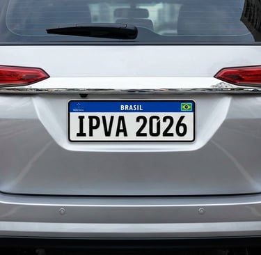 imagem de uma placa de carro com o texto IPVA 2026, placa mercosul