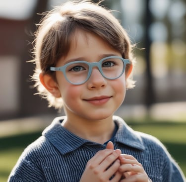 Various colorful optical frames arranged neatly on a shelf