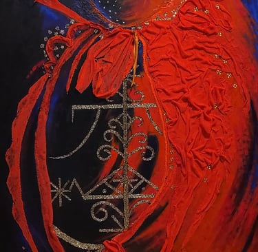 Ogou Feray, 2023, Mixed media on canvas, 36’’x 60” (inches)