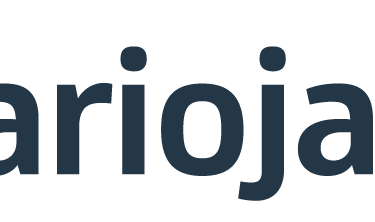 Official larioja.org logo featuring green mountain icons and dark blue sans-serif typography.
