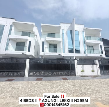 For Sale: 4-Bedroom Semi-Detached Duplex with BQ – Agungi, Lekki