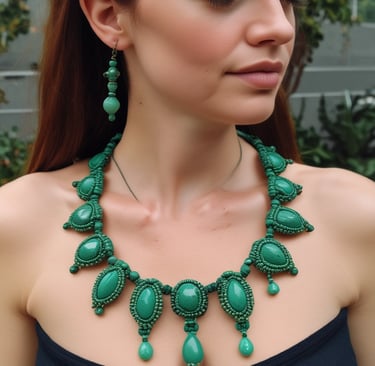 Joyeria con macrame tono verde