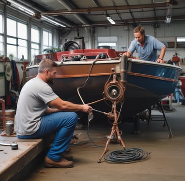 man working on a boat