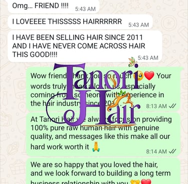 International customer review for luxury raw human hair extensions