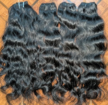 Natural single drawn raw Indian hair bundles with soft texture