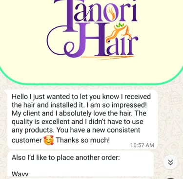 Customer feedback for premium raw Indian hair bundles from Tanori Hair LLP