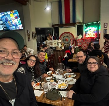 Las Brasas Costa Rican restaurant filled with happy customers and owner Jorge Zuniga