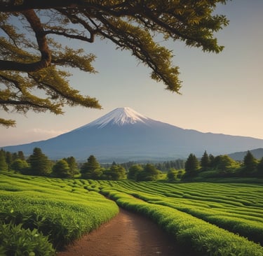 Freshly harvested tea leaves laid out on a bamboo tray in Uji, Kyoto, under natural sunlight.